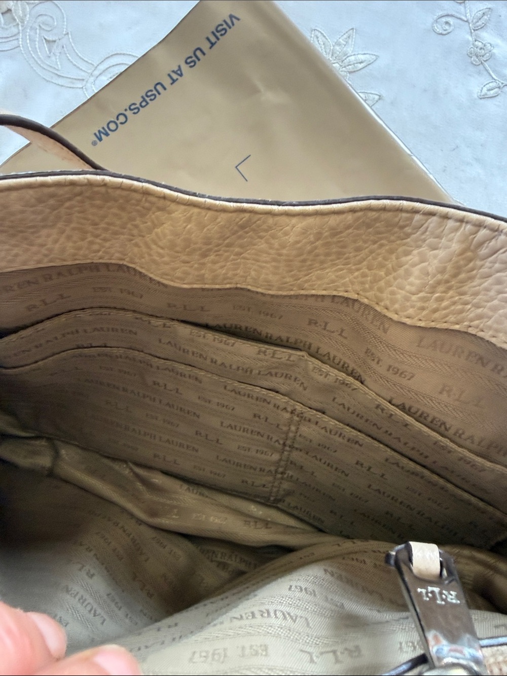 LAUREN by RALPH LAUREN ladies tan leather tote - Picture 6 of 15